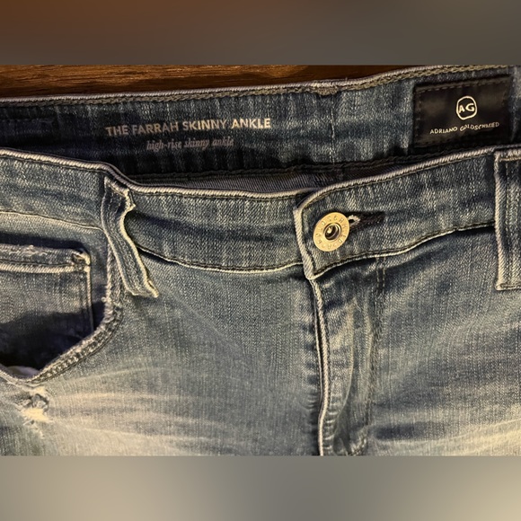 AG Adriano Goldschmied Farrah High Rise Skinny Ankle 28Wx30L Distressed Jeans - Picture 3 of 9